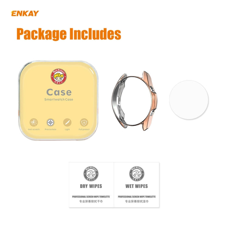 For Samsung Galaxy Watch 3 41mm 2 in 1 ENKAY Hat-Prince Electroplate Soft TPU Case + 0.2mm 9H 2.15D Curved Edge Tempered Glass Film(Rose Gold) - Watch Cases by ENKAY | Online Shopping UK | buy2fix