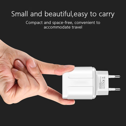 Dual USB Portable Travel Charger + 1 Meter USB to Type-C Data Cable, EU Plug(White) - Mobile Accessories by buy2fix | Online Shopping UK | buy2fix