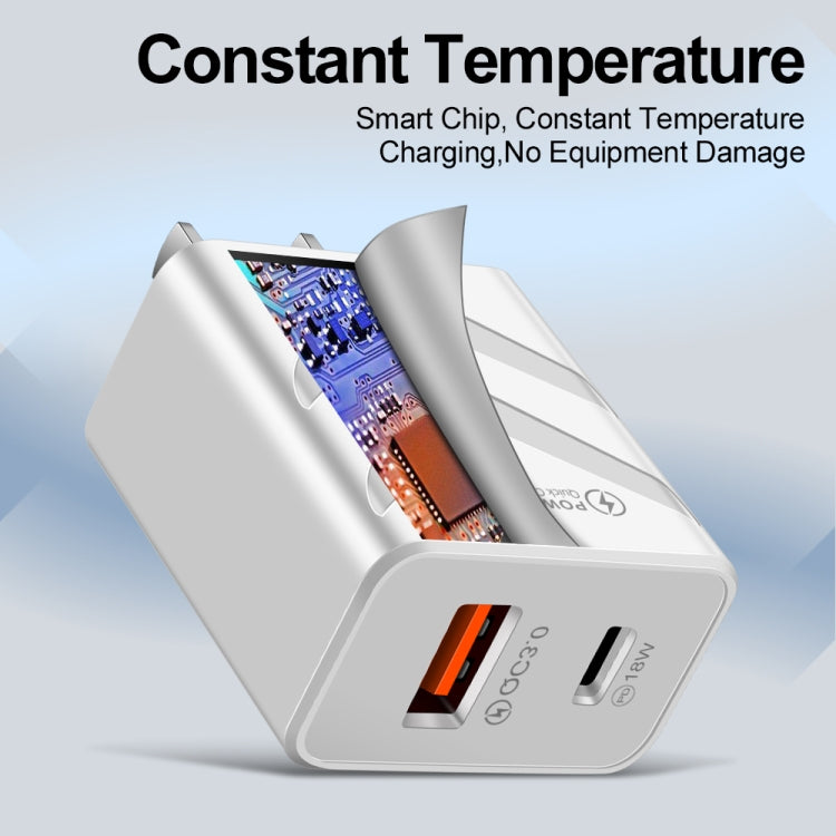 LZ-715 20W PD + QC 3.0 Dual Ports Fast Charging Travel Charger, US Plug(White) - Mobile Accessories by buy2fix | Online Shopping UK | buy2fix