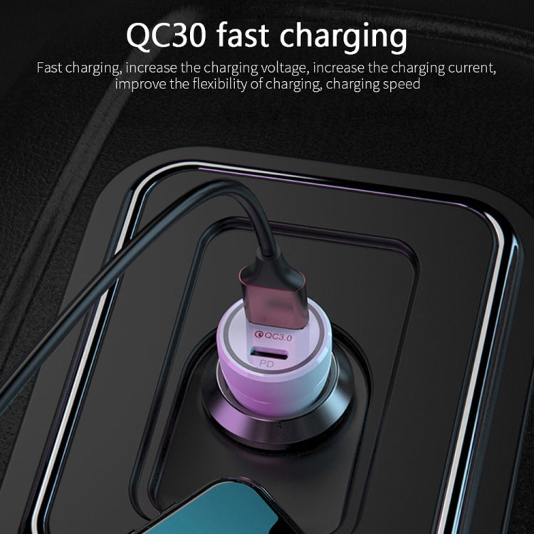 P21 Portable PD 20W + QC3.0 18W Dual Ports Fast Car Charger with USB to Micro USB Cable Kit(White) - Car Charger by buy2fix | Online Shopping UK | buy2fix