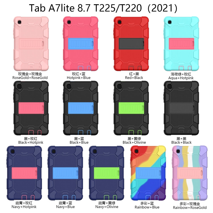 For Samsung Galaxy Tab A7 Lite T220 / T225 Two-Color Robot Shockproof Silicone + PC Protective Case with Holder(Black+Green) - Samsung Accessories by buy2fix | Online Shopping UK | buy2fix