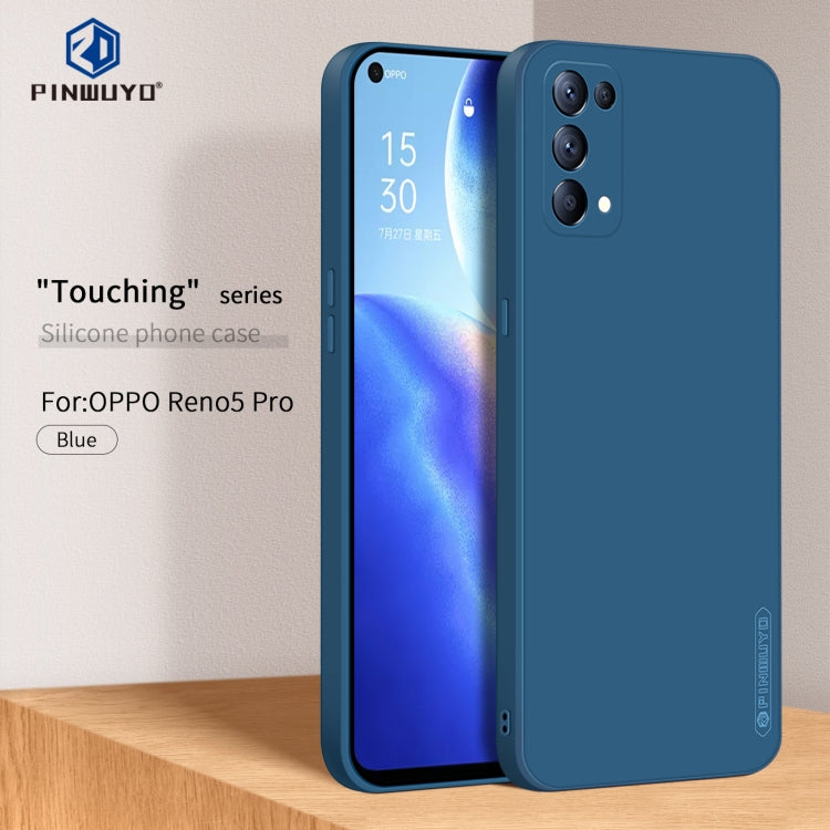 For OPPO Reno5 Pro  PINWUYO Touching Series Liquid Silicone TPU Shockproof Case(Blue) - OPPO Cases by PINWUYO | Online Shopping UK | buy2fix