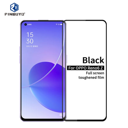 For OPPO Reno6 Z PINWUYO 9H 2.5D Full Screen Tempered Glass Film(Black) - OPPO Tempered Glass by PINWUYO | Online Shopping UK | buy2fix