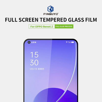 For OPPO Reno6 Z PINWUYO 9H 2.5D Full Screen Tempered Glass Film(Black) - OPPO Tempered Glass by PINWUYO | Online Shopping UK | buy2fix