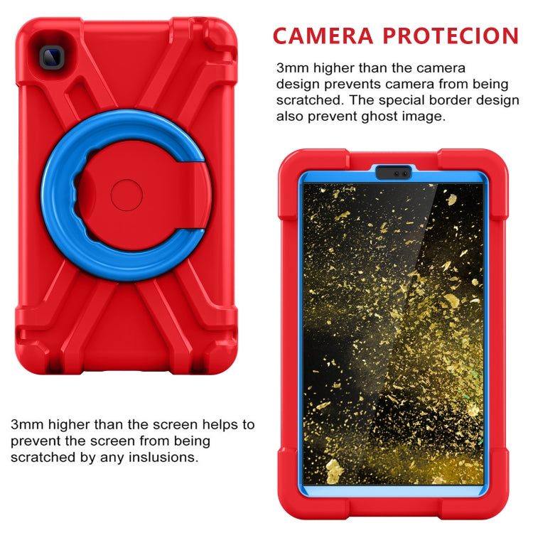 For Galaxy Tab A7 Lite T220/T225 PC + Silicone Shockproof Combination Case with 360 Degree Rotating Holder & Handle(Red+Blue) - Tab A7 Lite T220 / T225 by buy2fix | Online Shopping UK | buy2fix