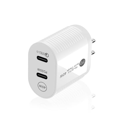 40W Dual Port PD / Type-C Fast Charger for iPhone / iPad Series, US Plug(White) - USB Charger by buy2fix | Online Shopping UK | buy2fix