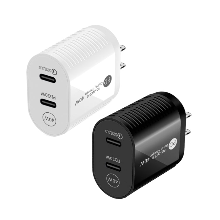 40W Dual Port PD / Type-C Fast Charger for iPhone / iPad Series, US Plug(White) - USB Charger by buy2fix | Online Shopping UK | buy2fix