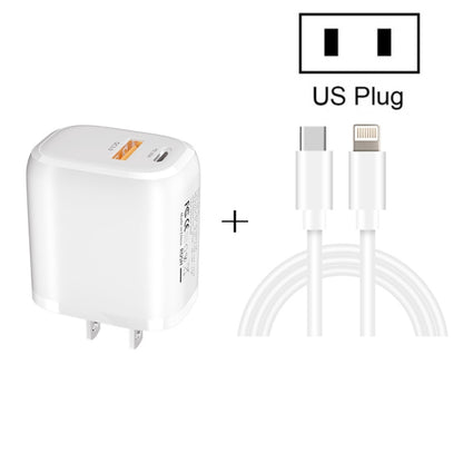 CS-20W Mini Portable PD3.0 + QC3.0 Dual Ports Fast Charger with 3A Type-C to 8 Pin Data Cable(US Plug) - USB Charger by buy2fix | Online Shopping UK | buy2fix