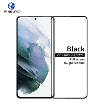 For Samsung Galaxy S22+ 5G PINWUYO 0.18mm Ultra-thin 9H 2.5D Full Screen Tempered Glass Film(Black) - Galaxy Tempered Glass by PINWUYO | Online Shopping UK | buy2fix