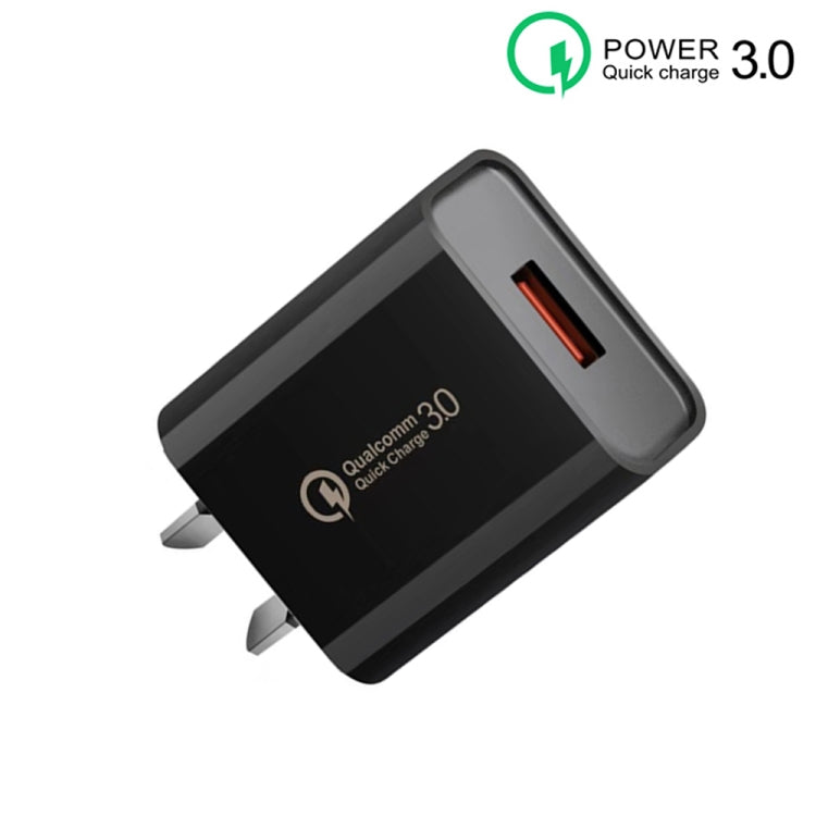 CA-25 QC3.0 USB 3A Fast Charger for Mobile Phone, AU Plug(Black) - USB Charger by buy2fix | Online Shopping UK | buy2fix