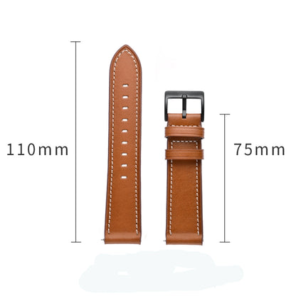 For Huawei Watch GT3 46mm / Watch GT Runner First Layer Leather Sewing Thread Watch Band (Brown) - Smart Wear by buy2fix | Online Shopping UK | buy2fix