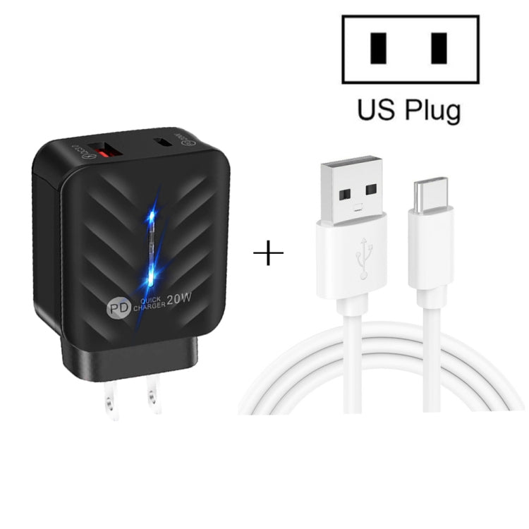 PD03 20W PD3.0 + QC3.0 USB Charger with USB to Type-C Data Cable, US Plug(White) - Mobile Accessories by buy2fix | Online Shopping UK | buy2fix