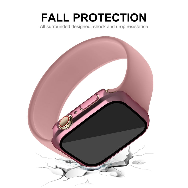 For Apple Watch Series 8 / 7 45mm ENKAY Hat-Prince 2 in 1 PC Frame + 9H Tempered Glass Case(Rose Gold) - Watch Cases by ENKAY | Online Shopping UK | buy2fix