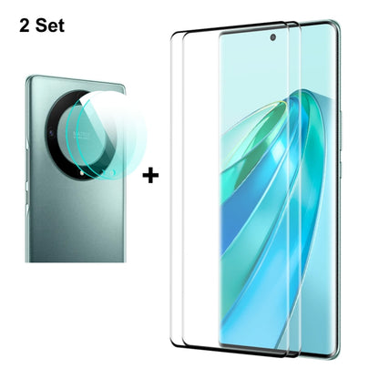 For Honor X9A / Magic5 Lite 2pcs ENKAY 3D Hot Bending Edge Glue Tempered Glass Full Film with Lens Film - Honor Tempered Glass by ENKAY | Online Shopping UK | buy2fix