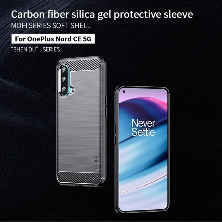 For OnePlus Nord CE 5G MOFI Gentleness Brushed Carbon Fiber Soft TPU Case(Blue) - OnePlus Cases by MOFI | Online Shopping UK | buy2fix