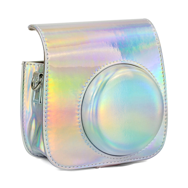 Aurora Oil Paint Full Body Camera PU Leather Case Bag with Strap for FUJIFILM instax mini 9 / mini 8+ / mini 8(Silver) - Camera Accessories by buy2fix | Online Shopping UK | buy2fix