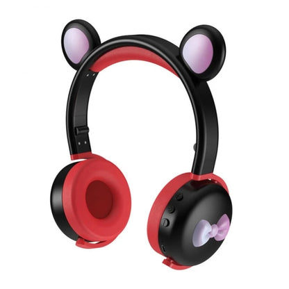 AEC BK7 Cute Bear Children Wireless Bluetooth Headset with LED Light(Black Red) - Headset & Headphone by AEC | Online Shopping UK | buy2fix