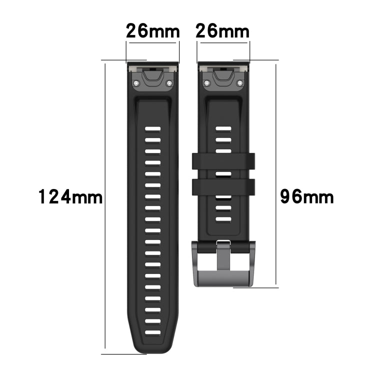 For Garmin Fenix 5X Plus 26mm Silicone Sport Pure Color Watch Band(Black) - Smart Wear by buy2fix | Online Shopping UK | buy2fix