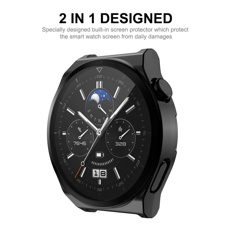 For Huawei Watch GT 3 Pro 46mm ENKAY Full Coverage Electroplated Soft TPU Case with Screen Protection(Black) - Watch Cases by ENKAY | Online Shopping UK | buy2fix