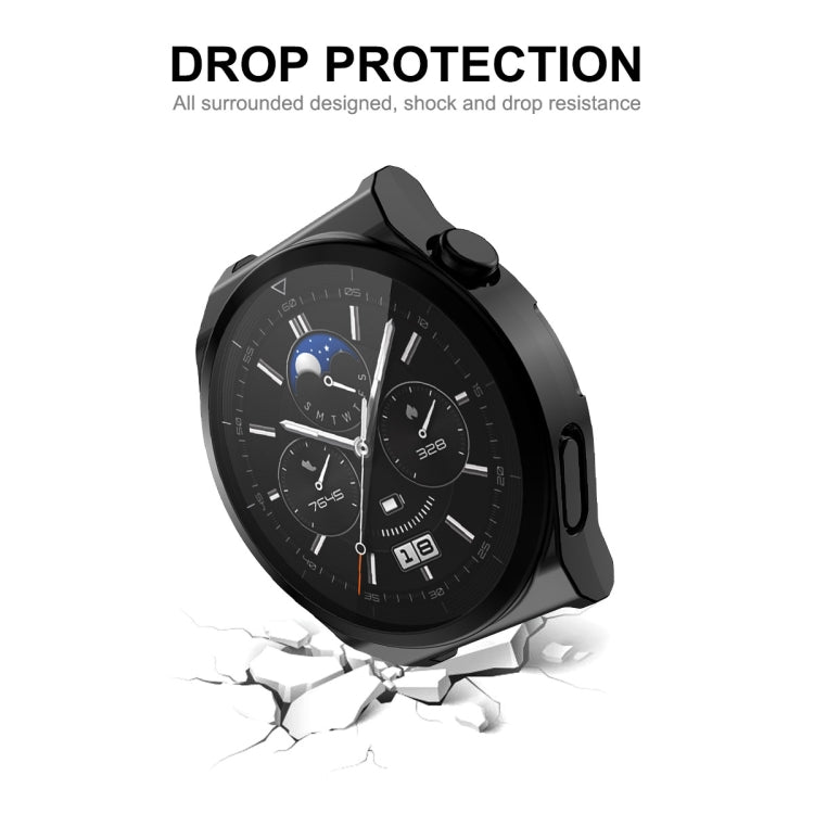 For Huawei Watch GT 3 Pro 46mm ENKAY Full Coverage Electroplated Soft TPU Case with Screen Protection(Black) - Watch Cases by ENKAY | Online Shopping UK | buy2fix