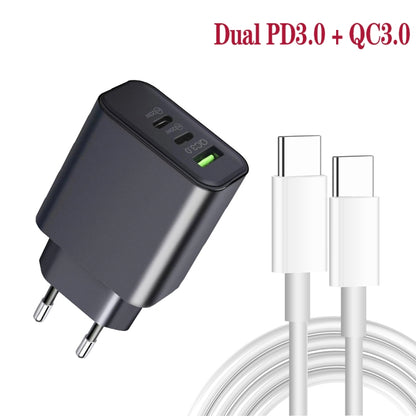 40W Dual PD + QC3.0 Ports Charger with Type-C to 8 Pin Data Cable(EU Plug) - USB Charger by buy2fix | Online Shopping UK | buy2fix