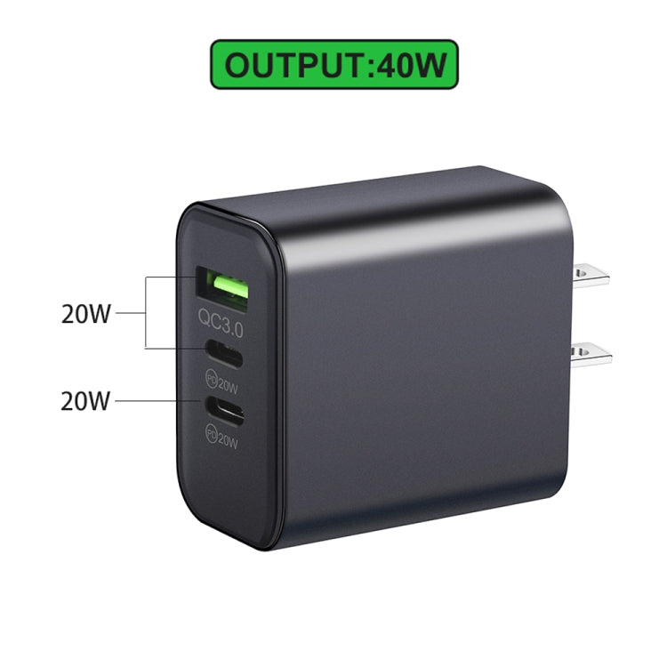 40W Dual PD + QC3.0 Ports Charger with Type-C to 8 Pin Data Cable(EU Plug) - USB Charger by buy2fix | Online Shopping UK | buy2fix