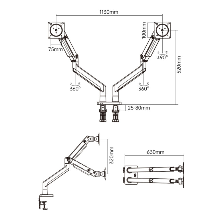 NORTH BAYOU NB G32 Aluminum Alloy Dual Monitor Mount Gas Spring Arm Full Motion Holder for 22- 32 inch LCD LED - Consumer Electronics by buy2fix | Online Shopping UK | buy2fix