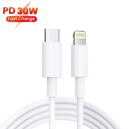 PD 35W Dual USB-C / Type-C Ports Charger with 1m Type-C to 8 Pin Data Cable, US Plug - USB Charger by buy2fix | Online Shopping UK | buy2fix