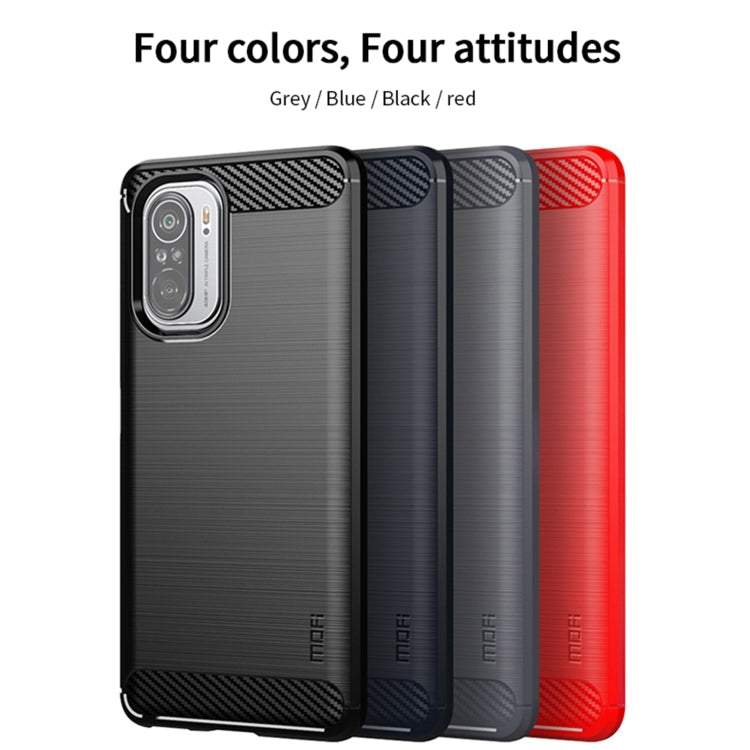 For Xiaomi Redmi Note 11T Pro 5G / 11T Pro Plus 5G MOFI Gentleness Series Brushed Texture Carbon Fiber Soft TPU Case(Red) -  by MOFI | Online Shopping UK | buy2fix