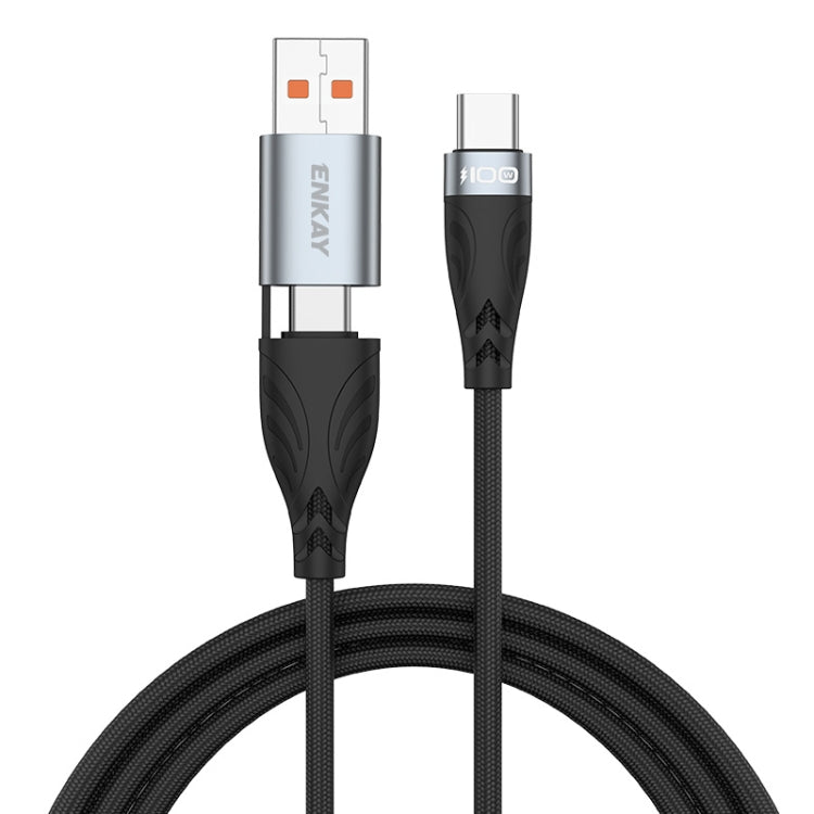 ENKAY Hat-Prince 1m PD100W 2 in 1 USB 3.0 / Type-C to Type-C 6A Super Fast Charging Data Cable -  by ENKAY | Online Shopping UK | buy2fix