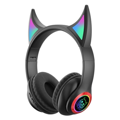 STN25 Devil Ear RGB Light Wireless Music Headset For Children with Mic(Black) - Apple Accessories by buy2fix | Online Shopping UK | buy2fix