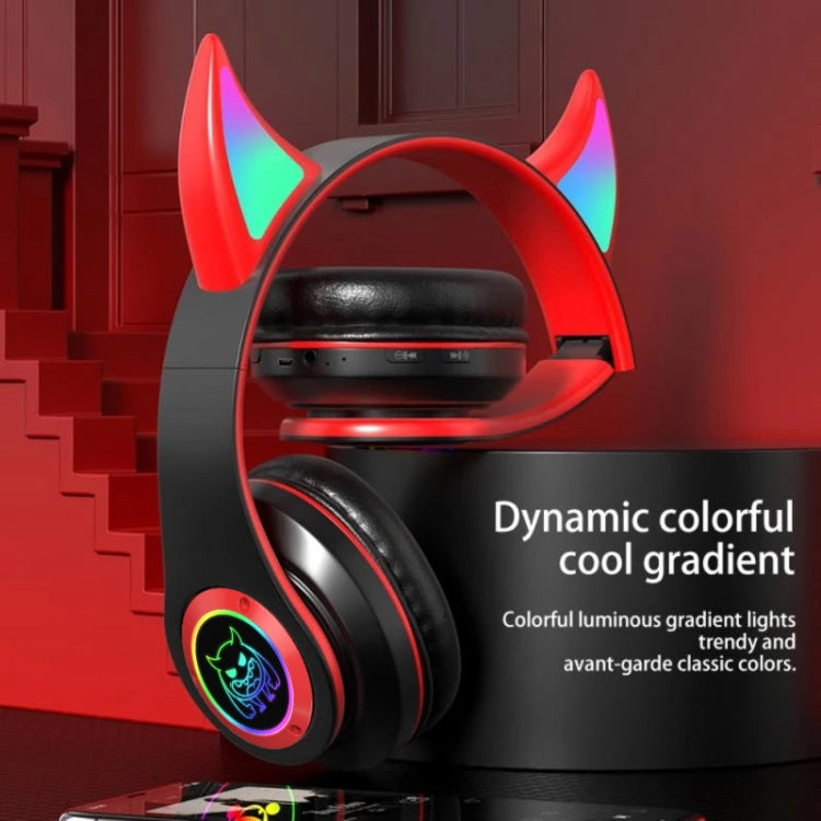 STN25 Devil Ear RGB Light Wireless Music Headset For Children with Mic(Black) - Apple Accessories by buy2fix | Online Shopping UK | buy2fix