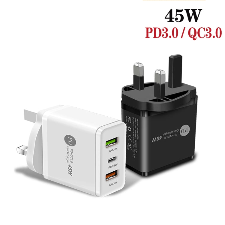 45W PD3.0 + 2 x QC3.0 USB Multi Port Quick Charger, UK Plug(White) - USB Charger by buy2fix | Online Shopping UK | buy2fix