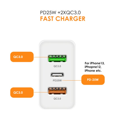 45W PD3.0 + 2 x QC3.0 USB Multi Port Quick Charger, UK Plug(White) - USB Charger by buy2fix | Online Shopping UK | buy2fix