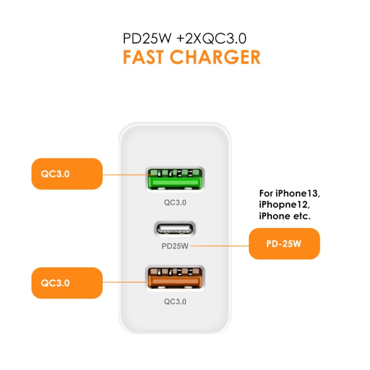 45W PD3.0 + 2 x QC3.0 USB Multi Port Charger with Type-C to 8 Pin Cable, UK Plug(White) - Apple Accessories by buy2fix | Online Shopping UK | buy2fix