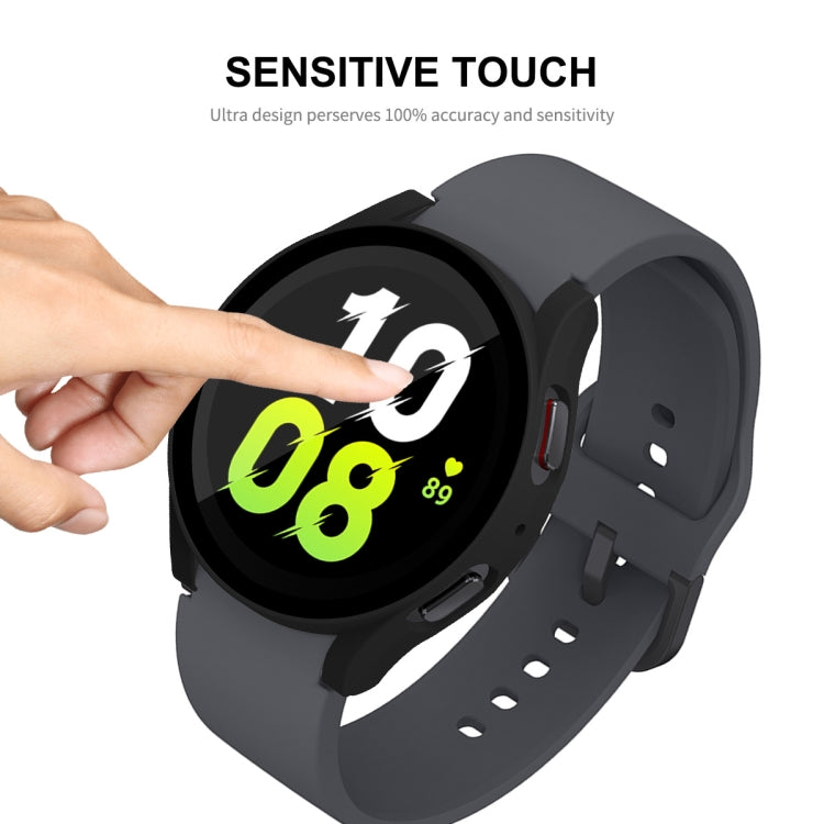 For Samsung Galaxy Watch5 44mm ENKAY Hat-Prince Full Coverage PC Frame + 9H Tempered Glass Case(White) - Watch Cases by ENKAY | Online Shopping UK | buy2fix