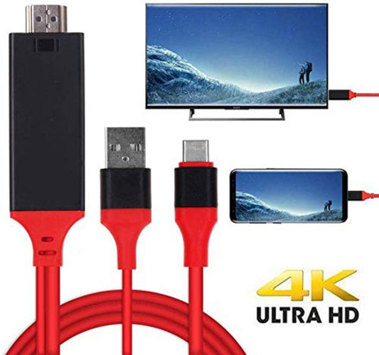 USB 3.1 Type-C to HDMI MHL 4K HD Video Digital Converter Cord for Android Phone to Monitor Projector TV(Red) - Computer & Networking by buy2fix | Online Shopping UK | buy2fix