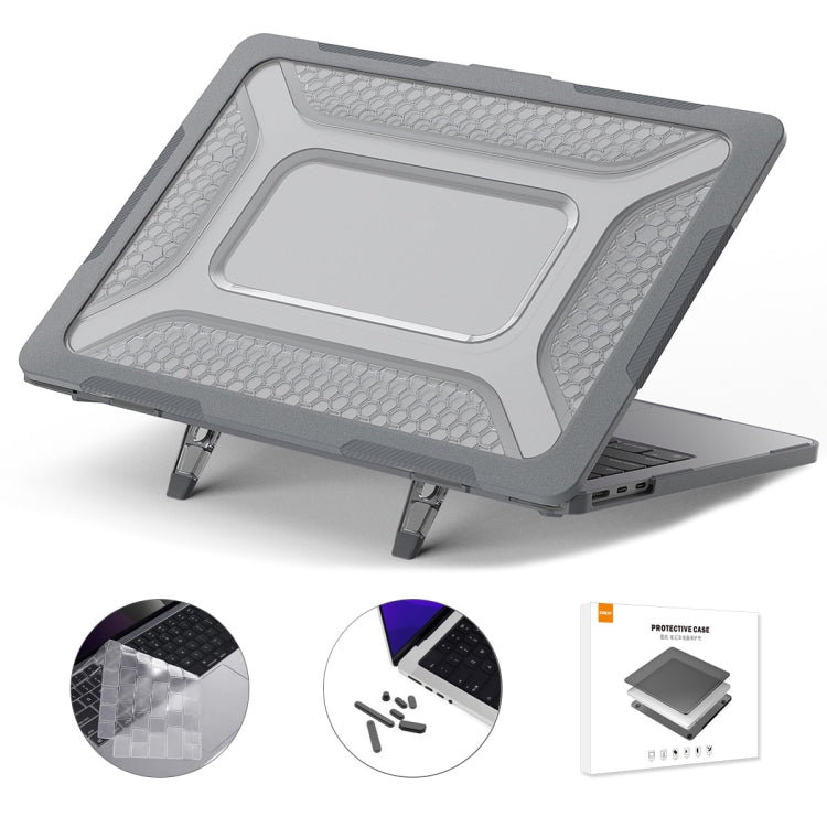 For MacBook Air 13.6 2022/2024 A2681 (M2) / A3113 (M3) ENKAY Hat-Prince 3 in 1 Protective Bracket  Case Cover Hard Shell with TPU Keyboard Film / Anti-dust Plugs, Version:US(Grey) - MacBook Air Cases by ENKAY | Online Shopping UK | buy2fix