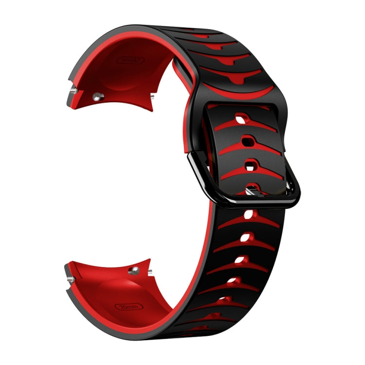 For Samsung Galaxy Watch 5 Pro 45mm Curved Texture Silicone Watch Band(Black+Red) - Watch Bands by buy2fix | Online Shopping UK | buy2fix