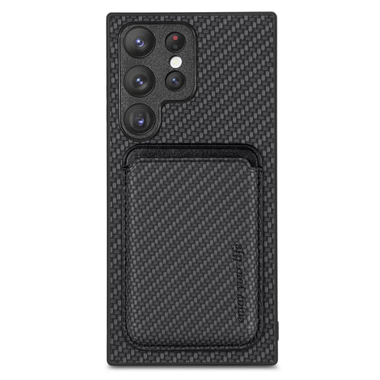 For Samsung Galaxy S23 Ultra 5G Carbon Fiber Leather Card Magsafe Case(Black) - Galaxy S23 Ultra 5G Cases by buy2fix | Online Shopping UK | buy2fix