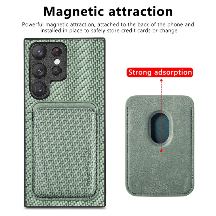 For Samsung Galaxy S23 Ultra 5G Carbon Fiber Leather Card Magsafe Case(Green) - Galaxy S23 Ultra 5G Cases by buy2fix | Online Shopping UK | buy2fix