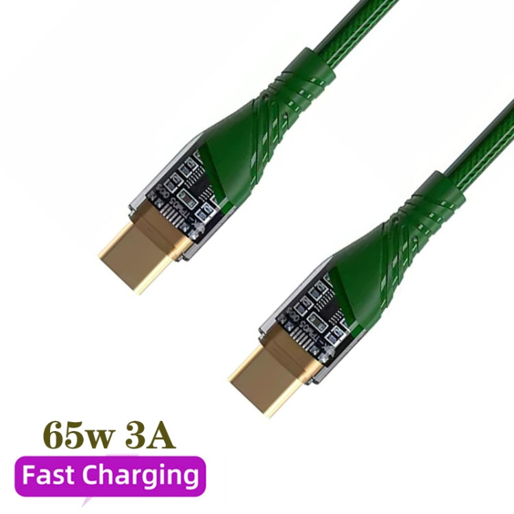 65W USB-C / Type-C to Type-C Transparent Fast Charging Data Cable, Length: 1m(Green) -  by buy2fix | Online Shopping UK | buy2fix