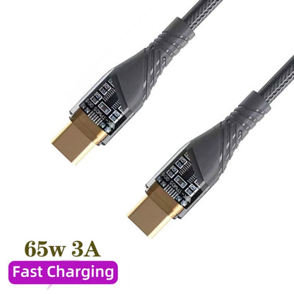 2pcs 65W USB-C / Type-C to Type-C Transparent Fast Charging Data Cable, Length: 1m(Grey) -  by buy2fix | Online Shopping UK | buy2fix