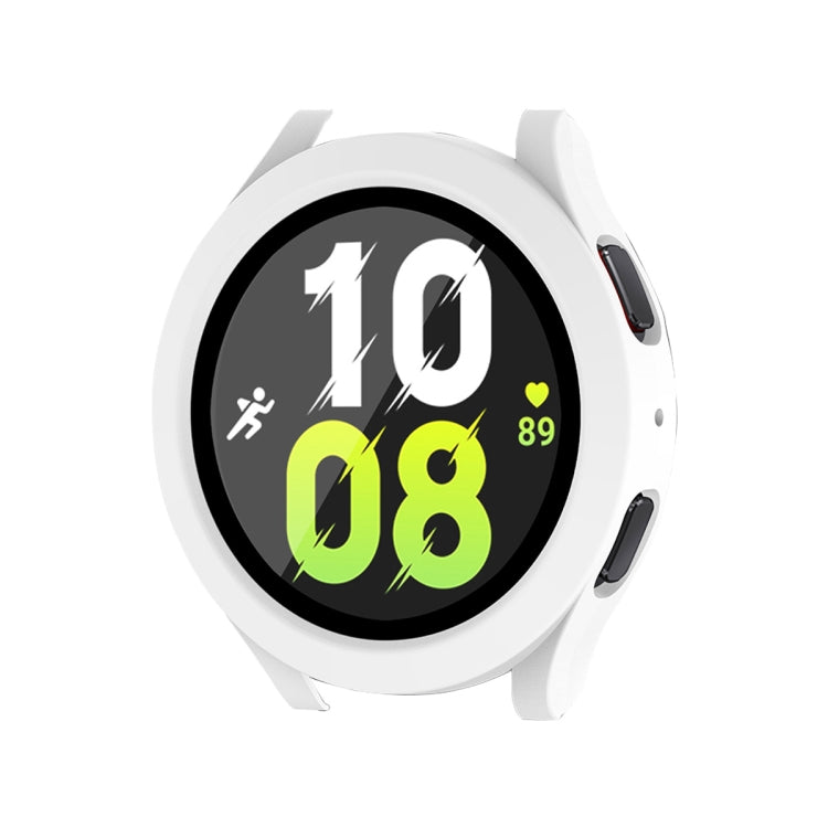 For Samsung Galaxy Watch4/5 40mm ENKAY Hat-Prince Waterproof Full Coverage PC Frame + 9H Tempered Glass Case(White) - Watch Cases by ENKAY | Online Shopping UK | buy2fix