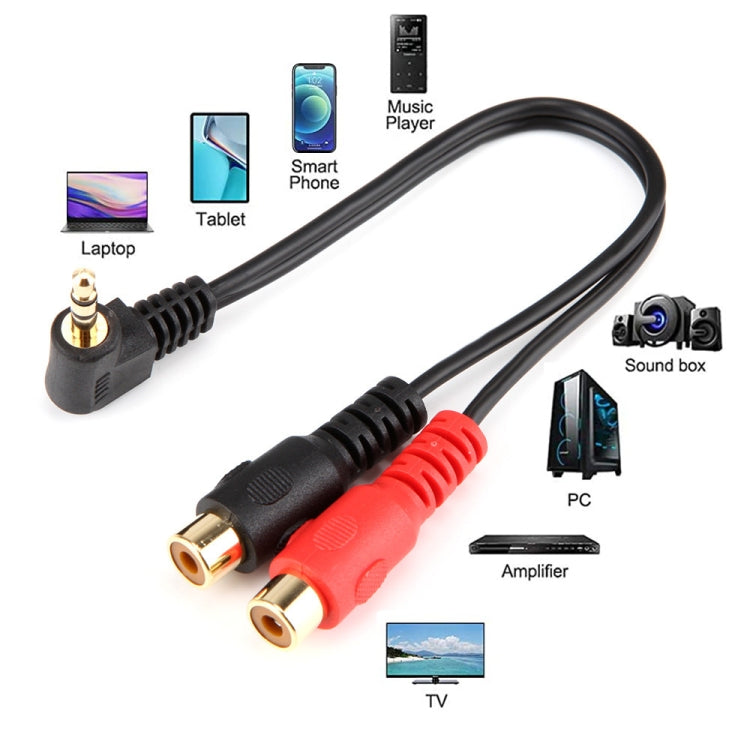JUNSUNMAY 3.5mm Male Elbow to Dual RCA Stereo Audio Cable Adapter 20cm -  by JUNSUNMAY | Online Shopping UK | buy2fix