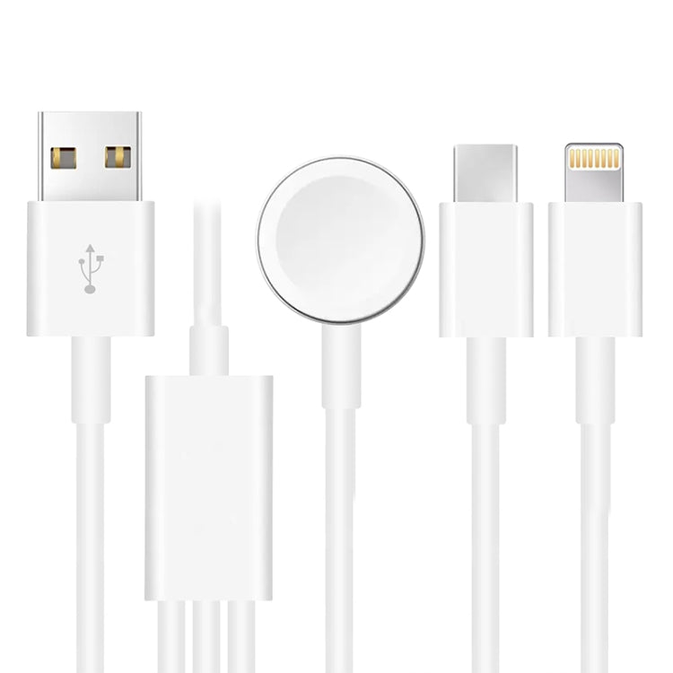 For Apple Watch Series & iPhone & Phone with Type-C Port 3 in 1 USB Magnetic Charging Cable 4ft/1.2m - Charger / Holder by buy2fix | Online Shopping UK | buy2fix