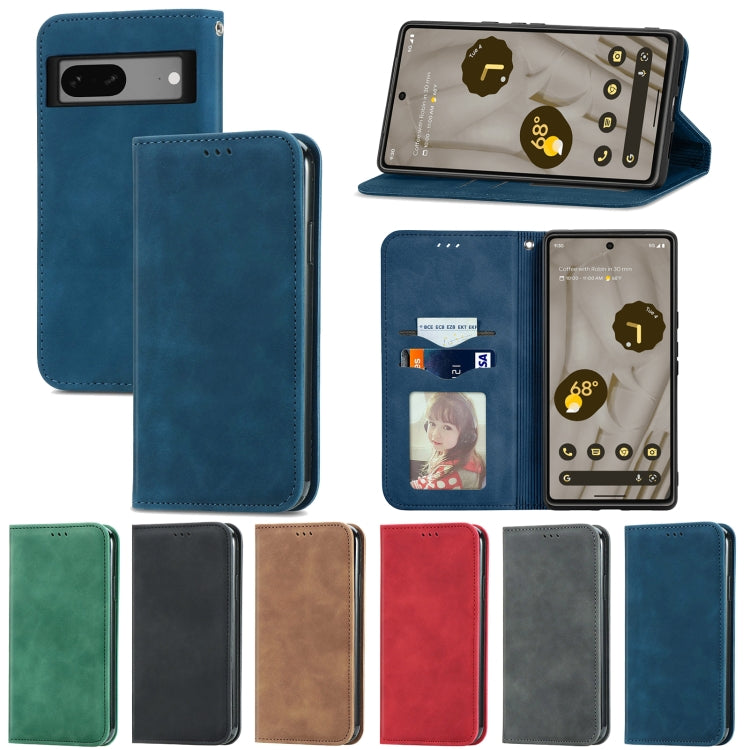 For Google Pixel 7A Retro Skin Feel Magnetic Flip Leather Phone Case(Green) - Google Cases by buy2fix | Online Shopping UK | buy2fix