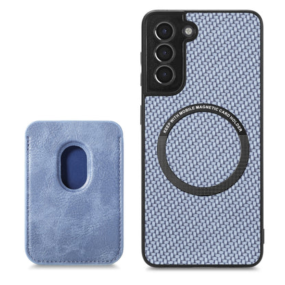 For Samsung Galaxy S21+ 5G Carbon Fiber Leather Card Magsafe Magnetic Phone Case(Blue) - Galaxy S21+ 5G Cases by buy2fix | Online Shopping UK | buy2fix