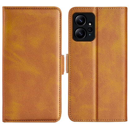 For Xiaomi Redmi Note 12 4G Global Dual-side Magnetic Buckle Horizontal Flip Leather Phone Case(Yellow) - Note 12 Cases by buy2fix | Online Shopping UK | buy2fix