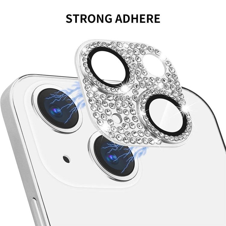 For iPhone 13 / 13 mini ENKAY Hat-Prince Blink Diamond Camera Lens Aluminium Alloy Tempered Glass Film(Silver) - iPhone 13 Tempered Glass by ENKAY | Online Shopping UK | buy2fix